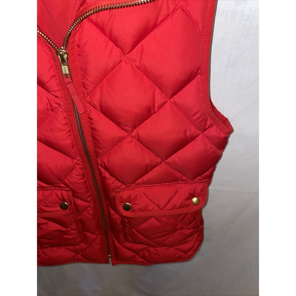 J. Crew Puffer Vest Women’s Size XXS Red Zip Front Pockets Down Insulation - Picture 7 of 12